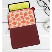BK Gift Çilek Tasarımlı Taşınabilir Koruyucu Tablet Kılıfı & Organizer Çanta - Bordo-1