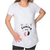 BK Gift Coming Soon Tasarımlı Beyaz Hamile Tişört-3, Hamile Giyim, Eşe Hediye