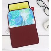BK Gift Deniz Kabukları Tasarımlı Taşınabilir Koruyucu Tablet Kılıfı & Organizer Çanta - Bordo-1