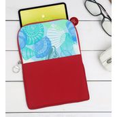 BK Gift Deniz Kabukları Tasarımlı Taşınabilir Koruyucu Tablet Kılıfı & Organizer Çanta - Kırmızı-1