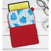 BK Gift Deniz Kabukları Tasarımlı Taşınabilir Koruyucu Tablet Kılıfı & Organizer Çanta - Kırmızı-2