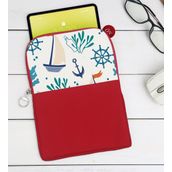 BK Gift Denizci Tasarımlı Taşınabilir Koruyucu Tablet Kılıfı & Organizer Çanta - Kırmızı-1