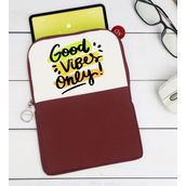BK Gift Good Vibes Only Tasarımlı Taşınabilir Koruyucu Tablet Kılıfı & Organizer Çanta - Bordo-1