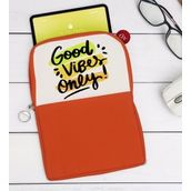 BK Gift Good Vibes Only Tasarımlı Taşınabilir Koruyucu Tablet Kılıfı & Organizer Çanta - Turuncu-1