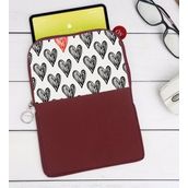 BK Gift Kalpler Tasarımlı Taşınabilir Koruyucu Tablet Kılıfı & Organizer Çanta - Bordo-1