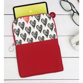 BK Gift Kalpler Tasarımlı Taşınabilir Koruyucu Tablet Kılıfı & Organizer Çanta - Kırmızı-1