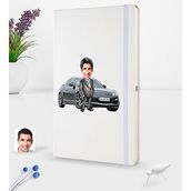 BK Kişiye Özel Plakalı Erkek Mazda Rx-8 Karikatürlü Beyaz Termo Deri Defter 16X24CM Model 1