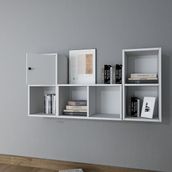 BKConcept DVR-1061-Ç Beyaz 100 cm Kitaplıklı Kapaklı Duvar Rafı