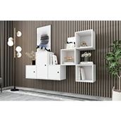 BKConcept DVR-1121-Ç Beyaz 200 cm Raflı Dolaplı Duvar Rafı