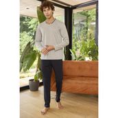 Blackspade Erkek Uzun Kol V Yaka Gri Melanj Pijama Takımı C3T4N2O9