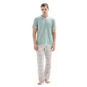 Blackspade Erkek Yeşil Kısa Kol Pijama Takımı, Kareli Desen, S Beden