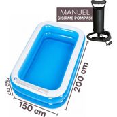 Blooma Dikdörtgen Şişme Aile Havuzu 200X150 cm Dayanıklı PVC Malzemeden Üretilmiş Büyük Boy