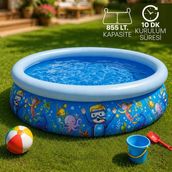 Blooma Şişme Yüzme Havuzu 205 x 47 cm 855 lt Kapasite ile 2-6 Yaş Çocuklar İçin Eğlenceli