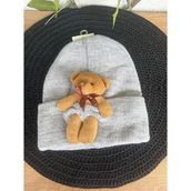 Blotch Bear Pelüş Kahve Ayıcıklı Bere Renkli Tedy Figürlü Unisex Gri Örgü