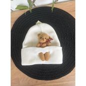 Blotch Bear Pelüş Kahve Ayıcıklı Bere Renkli Tedy Figürlü Unisex Krem Örgü