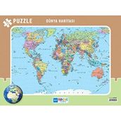 Blue Focus 1 Dünya Haritası Frame 72 Parça Puzzle
