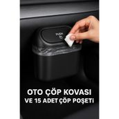 BLUE SİDE Minimalist Stil Araç İçi Çöp Kovası + 15 Adet Çöp Poşeti Araç İçi Çöp Kovası