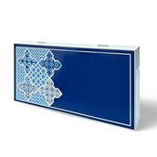 Blue Tile Tavla, Çizilmeye Dayanıklı MDF Kasa, Mıknatıslı Kapama, 36mm Polyester Pullar, 49x25x8 cm