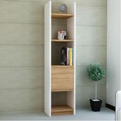 BMdekor 103 Teak Elips Beyaz Kitaplık