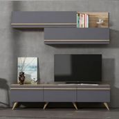 BMdekor Asil Antrasit Meşe 180 CM Tv Ünitesi