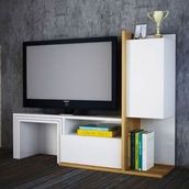 BMdekor Bengi Beyaz-Teak Tv Ünitesi