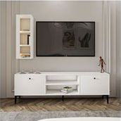 BMdekor Cunda Beyaz Led Işıklı 150 cm Tv Ünitesi