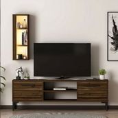 BMdekor Cunda Ceviz Led Işıklı 150 cm Tv Ünitesi