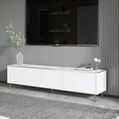BMdekor Kozan Beyaz Mermer Desen Gold 180 cm Tv Sehpası