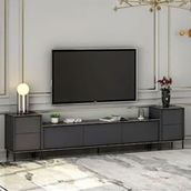 BMdekor Kozan Set Antrasit Mermer Desen 260 cm Tv Sehpası