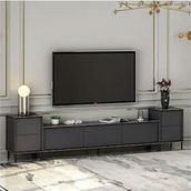 BMdekor Kozan Set Beyaz Gold 260 cm Tv Sehpası