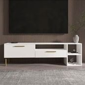 BMdekor Pergo Beyaz Gold 160 cm Tv Sehpası