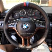 Bmw E60 M Logolu Oto Deri Dikmeli Direksiyon Kılıfı