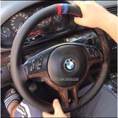 Bmw X5 M Logolu Oto Deri Dikmeli Direksiyon Kılıfı