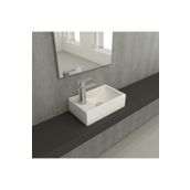 Bocchi Milano 37 cm Parlak Beyaz Dar Sol Tezgah Üstü Asma Lavabo