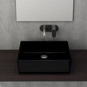 Bocchi Milano 50 cm Çanak Batarya Delikli Parlak Siyah Lavabo