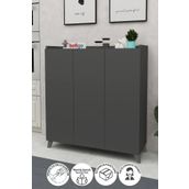 Bofigo 3 Kapaklı Çok Amaçlı Dolap Çok Amaçlı Mutfak Dolabı Banyo Dolabı Ayakkabılık Kumsal Antrasit