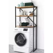 Bofigo 3 Raflı Çam Banyo Çamaşır Makinası Üstü Düzenleyici Metal Raf