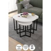Bofigo 4 Adet Orta Sehpa Dekoratif Sehpa Metal Sehpa Yonca Beyaz Yan Sehpa