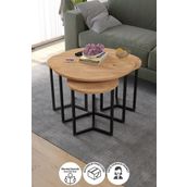 Bofigo 4lü Orta Sehpa Yan Sehpa Dekoratif Sehpa Metal Sehpa Yonca Çam