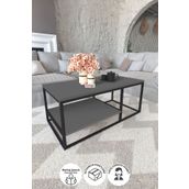 Bofigo Metal Orta Sehpa 2 Raflı Orta Sehpa Dekoratif Sehpa Nisa Antrasit