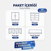 Bohem Yatak Odası Takımı 6 Kapaklı Gardırop 240 cm Kurulum Montaj Dahil