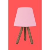 Bohhem Üç Ayaklı Ahşap Abajur Pembe Kumaş Başlık Yatak Odası Çocuk Odası Masa Lambası NoColor-42d98c06