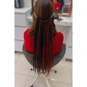 Boho Stil Saç Bandı, Siyah ve Kırmızı Rasta Örgü, Afro Örgü Karışık Model, Saç Aksesuarı