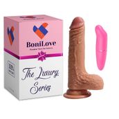 Bonilove Cilt Dostu Silikondan Üretilen Güçlü Vantuz Tabanlı 18 Cm Yapay Penis+Vibratör