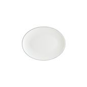Bonna Retro Ash Moove 12 Adet 25 Cm Gri Kenar Çizgili Porselen Oval Tabak Gri