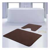 Bonny Home 2'li Düz Kahve Unicolor Kaymaz Klozet ve Banyo Halısı