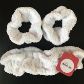 Bonvii Int Havlu Lastikli Saç Bandı ve Çift Bileklik Set Cilt Bakımı Spa Takım DSMOD1TK - beyaz