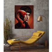 Bordo Sanat BRD-SNT-M-0543 50x60 cm Portre ve Flamingo Dekoratif Duvar Kanvas Tablo
