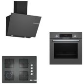 Bosch 251 HBF514BH1T - POP7C9O12O - DWK66PJ70T Gri 3'lü Ankastre Set