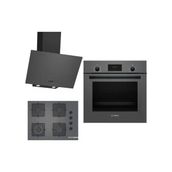 Bosch Ankastre Gri 3'lü Set 310 HBF512BH1T-POP7C9P30O-DWK64PJ70T A Enerji Sınıfı Modern Tasarım